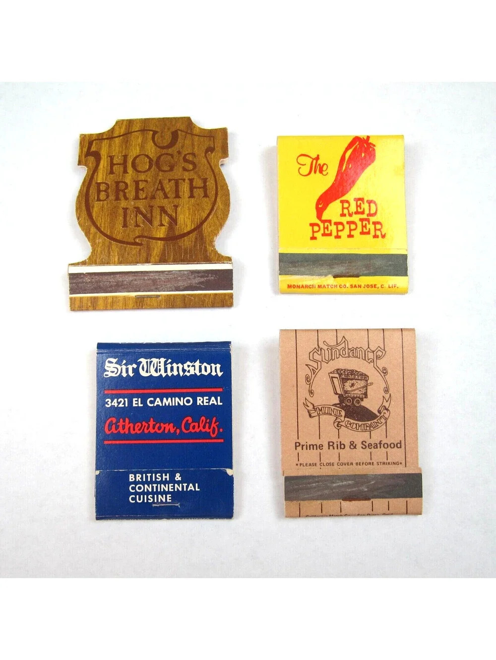 4 Vintage Matchbook Covers Hogs Breath Inn Red Pepper Sir Winston Sundance CA